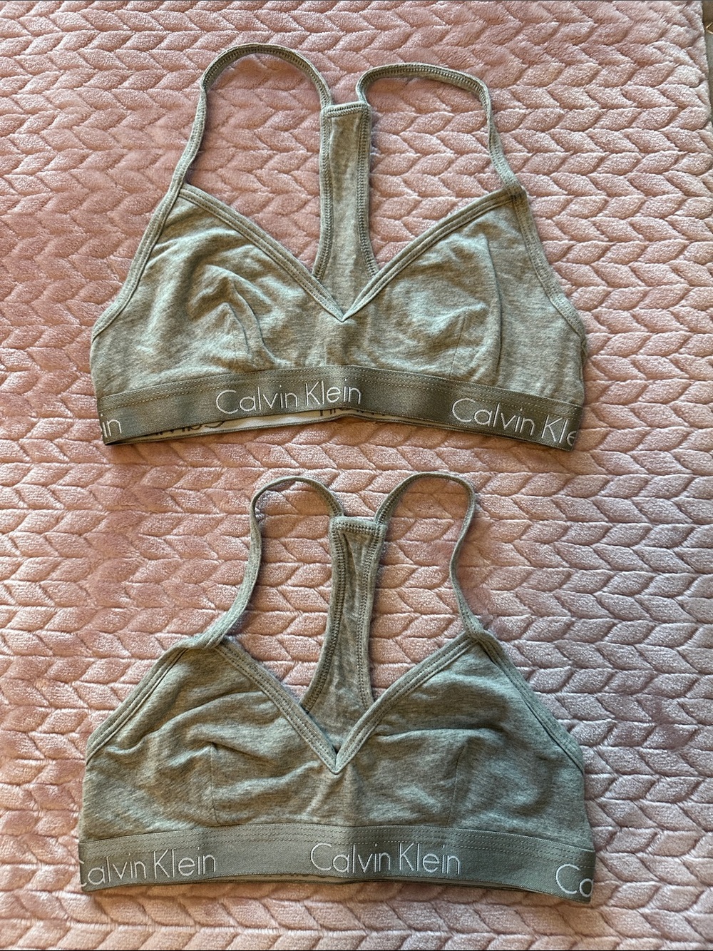 Calvin Klein Light Gray Racerback Bralettes - Twin Set